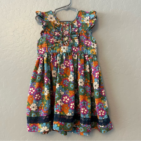 Matilda Jane paint by numbers dragonfly floral satine dress size 6 - Picture 2 of 10